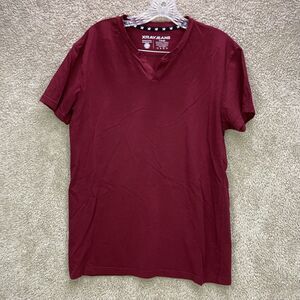 Xray Jeans V-Neck T-Shirt Burgundy Short Sleeve Henley Solid Mens Size L LARGE